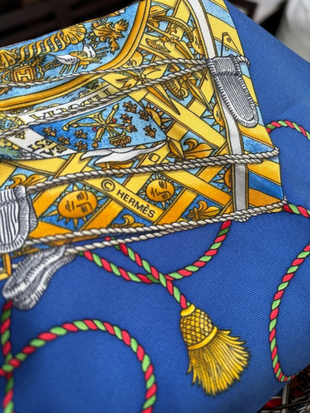 Hermes Silk Les Tambours Scarf 90